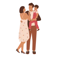 Happy family character concept