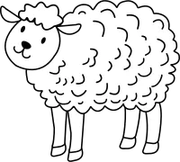 cartoon simple Line sketch Sheep outline in black and white, Coloring Book Material.