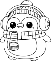 Cute Penguin Squishmallow Outline cooloring page