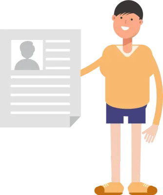 Boy Character Holding Job Application Document