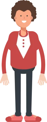 Frizzy Hair Man Character Standing