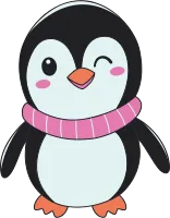 Cute Penguin Character Wearing Scraf in Winter Season
