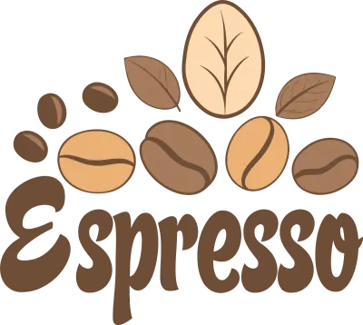 Coffee types featuring espresso, cappuccino, latte, and mocha illustrations