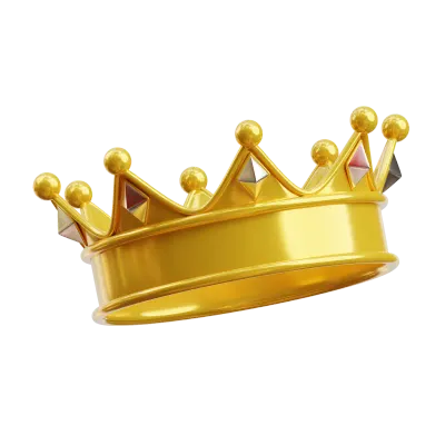Golden Cute Royalty Crown 3D Illustration