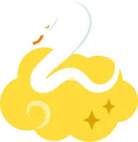 雲に乗った白いへびのイラスト