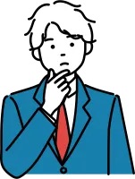 あごに手をあてて考えている男子学生のシンプルイラスト