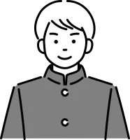 男子学生の上半身正面イラスト
