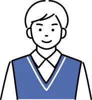 男子学生の上半身正面イラスト