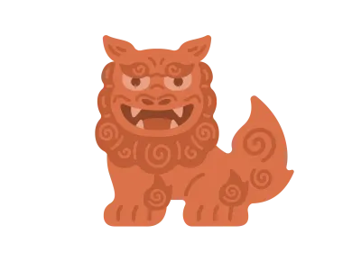 口を開けたシーサーのイラスト