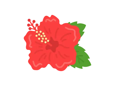赤色のハイビスカスの花のイラスト