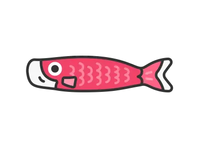 鯉のぼりの緋鯉のイラスト