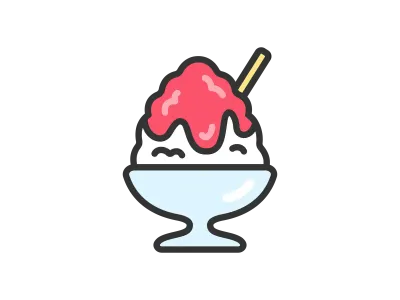 いちごのかき氷のアイコンのイラスト