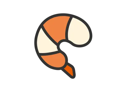 湯でエビのアイコンのイラスト