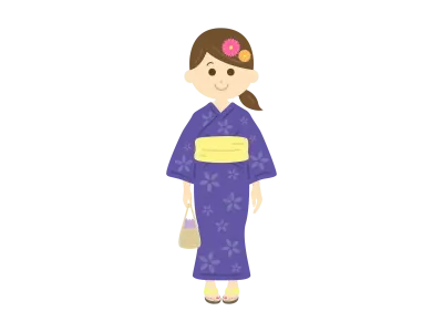 お祭りで浴衣を着た女性のイラスト
