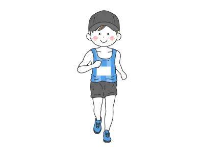 帽子をかぶった男性のマラソン選手のイラスト