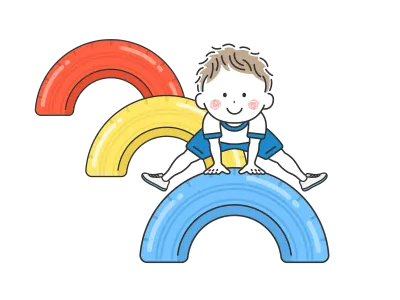 タイヤの遊具で遊ぶ男の子のイラスト