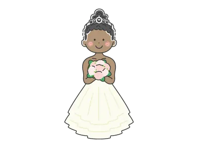 ウエディングドレスを着た黒人女性のイラスト