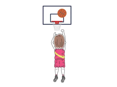 フリースローをする女性バスケットボール選手のイラスト