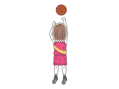 フリースローをする女性バスケットボール選手のイラスト