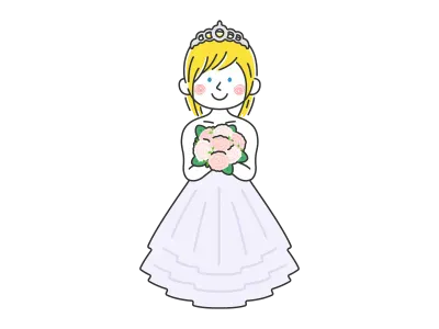ウエディングドレスを着た白人女性のイラスト