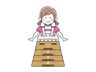 跳び箱を飛ぶ体操服を着た女の子のイラスト