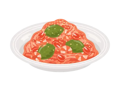 トマトソースパスタのイラスト