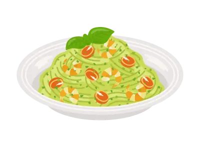 ジェノベーゼパスタのイラスト