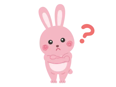 首をかしげるウサギのキャラクターのイラスト