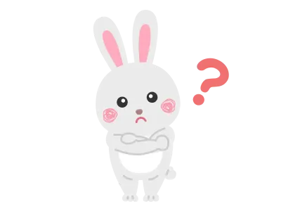 首をかしげるウサギのキャラクターのイラスト