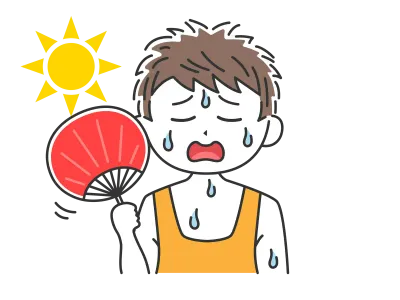 うちわで扇ぐ男性のイラスト