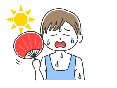 うちわで扇ぐ男性のイラスト