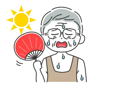 うちわで扇ぐ年配男性のイラスト