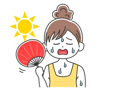 うちわで扇ぐ女性のイラスト