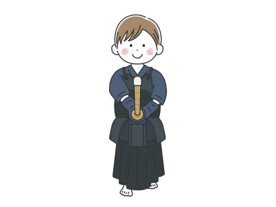 剣道の道着を着て構える男性のイラスト