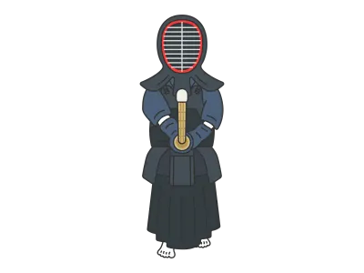 剣道の道着を着て構える人物のイラスト