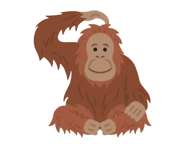 頭をかいているオランウータンのイラスト