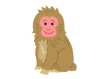 一匹のニホンザルのイラスト
