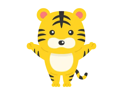 両手をあげた虎のキャラクターのイラスト