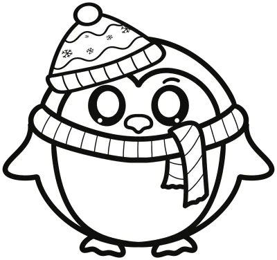 Penguin Hand Drawn Black and white Elements