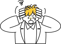 うまくいかなくて頭を抱える男性