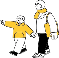 父親と一緒にお出かけする子供