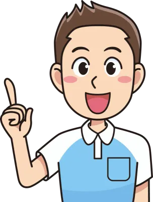 指を指す男性介護士
