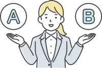 二つの案を提案する女性