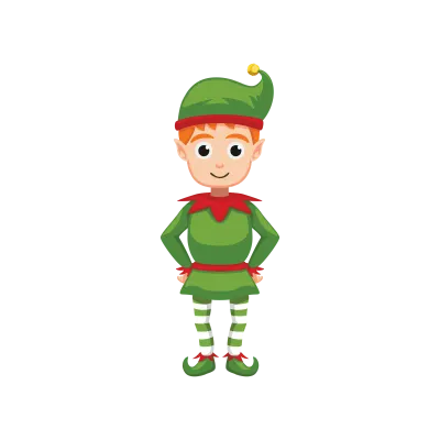 green elf cute cartoon christmas poses 1