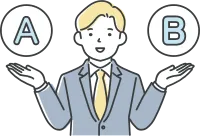 二つの案を提案するビジネスマン