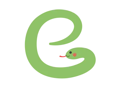 巳の文字になった蛇のイラスト