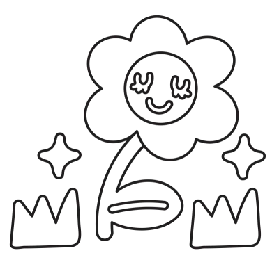 Happy flower outline for kid colouring book, art, painting, nature, garden, floral print, colouring