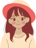 Friendly Smiling Cute Beautiful Girl Cartoon Character Wearing Hat and Warm Clothes