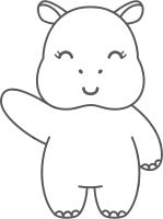 Kawaii hippopotamus outline cartoon