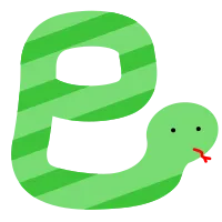 Cartoon Snake Shaped Like Letter 'Snake' Kanji